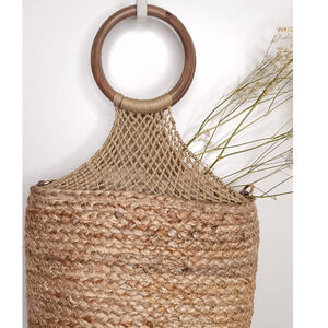 Mango jute potli bag with comfortable round handle for women